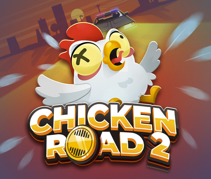 Chicken Road 2.0 game illustration — chicken crossing road lanes with rising multiplier